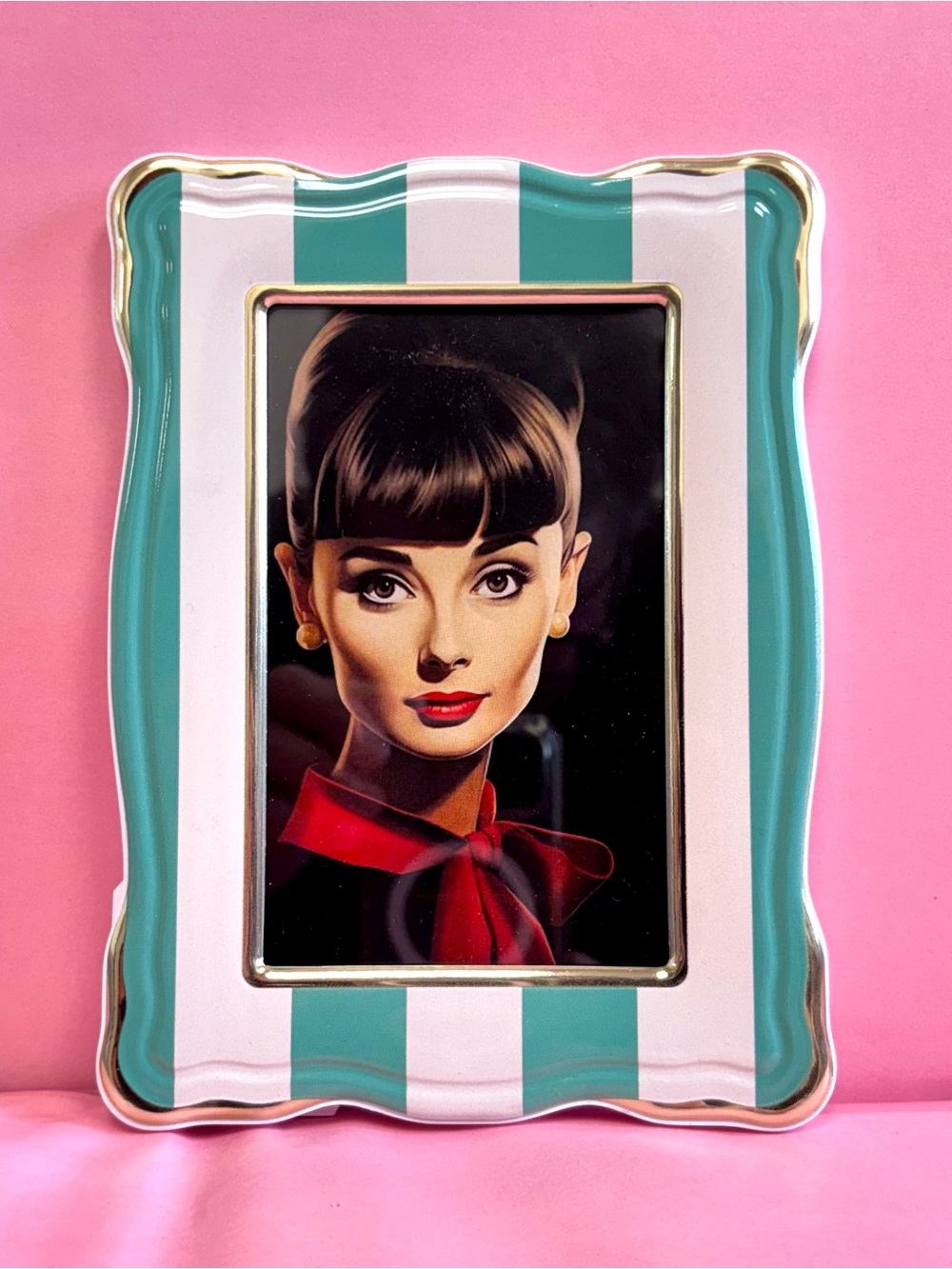 Beltrami Italy 4 x 6 Ceramic Picture Frame Green & White Easel Back F461007